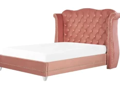 Polsterbett Samtstoff Rosa Lattenrost 180 X 200 Cm Ayette