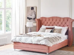 Polsterbett Samtstoff Rosa Lattenrost 180 X 200 Cm Ayette