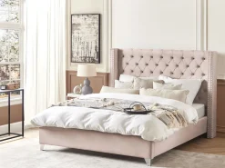 Polsterbett Samtstoff Rosa Lattenrost 180 X 200 Cm Lubbon
