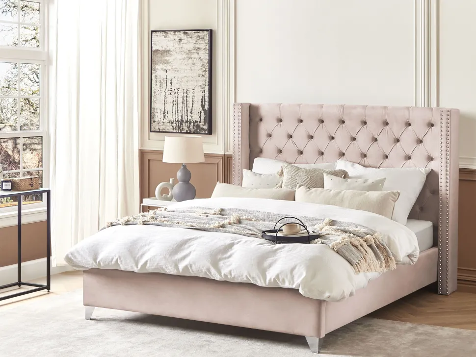 Polsterbett Samtstoff Rosa Lattenrost 180 X 200 Cm Lubbon
