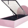 Polsterbett Samtstoff Rosa Mit Bettkasten Hochklappbar 90 X 200 Cm Anet