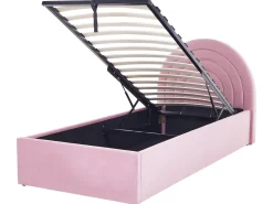 Polsterbett Samtstoff Rosa Mit Bettkasten Hochklappbar 90 X 200 Cm Anet