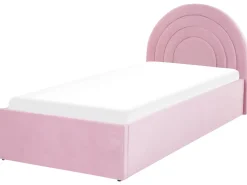 Polsterbett Samtstoff Rosa Mit Bettkasten Hochklappbar 90 X 200 Cm Anet