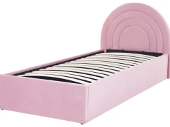 Polsterbett Samtstoff Rosa Mit Bettkasten Hochklappbar 90 X 200 Cm Anet