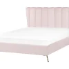 Polsterbett Samtstoff Rosa Mit Usb-Anschluss 140 X 200 Cm Miribel