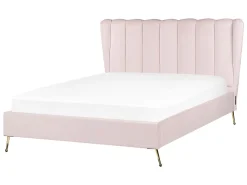 Polsterbett Samtstoff Rosa Mit Usb-Anschluss 140 X 200 Cm Miribel
