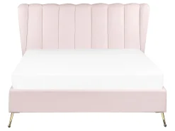 Polsterbett Samtstoff Rosa Mit Usb-Anschluss 140 X 200 Cm Miribel