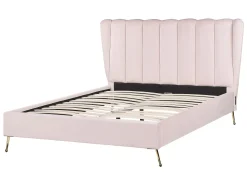Polsterbett Samtstoff Rosa Mit Usb-Anschluss 140 X 200 Cm Miribel