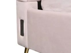Polsterbett Samtstoff Rosa Mit Usb-Anschluss 140 X 200 Cm Miribel