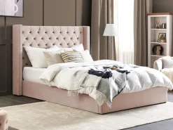Polsterbett Samtstoff Rosa Mit Bettkasten 180 X 200 Cm Lubbon