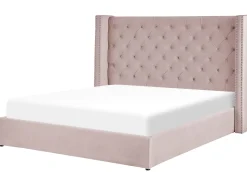 Polsterbett Samtstoff Rosa Mit Bettkasten 180 X 200 Cm Lubbon