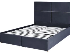 Polsterbett Samtstoff Schwarz Mit Stauraum 140 X 200 Cm Vernoyes