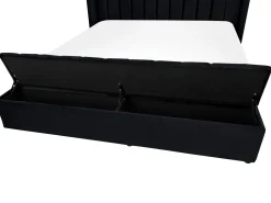 Polsterbett Samtstoff Schwarz Mit Stauraum 180 X 200 Cm Noyers