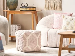 Pouf Baumwolle Beige / Rosa 40 X 40 Cm Rojhan