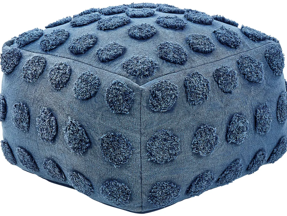 Pouf Baumwolle Blau 50 X 50 Cm Vishvi