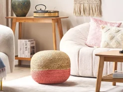 Pouf Jute Naturfarben / Rosa 50 X 40 Cm Duki