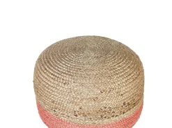 Pouf Jute Naturfarben / Rosa 50 X 40 Cm Duki