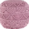 Pouf Makramee Baumwolle Rosa 40 Cm Kayseri
