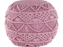 Pouf Makramee Baumwolle Rosa 40 Cm Kayseri