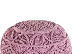 Pouf Makramee Baumwolle Rosa 40 Cm Kayseri