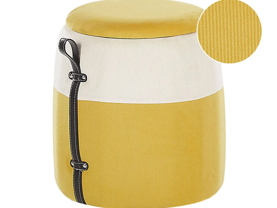 Pouf Mit Stauraum Cord Gelb 36 Cm Ruby