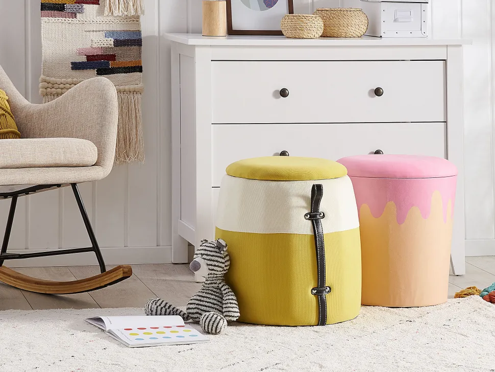 Pouf Mit Stauraum Cord Gelb 36 Cm Ruby