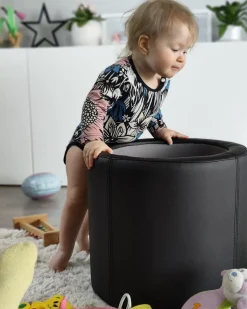 Pouf Mit Stauraum Kunstleder Schwarz 38 Cm Maryland
