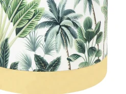 Pouf Mit Stauraum Samtstoff Weis / Grun Pflanzenmuster 38 Cm Harrison