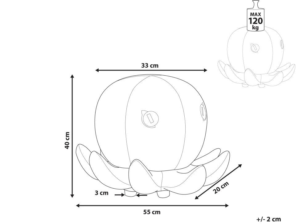 Pouf Samtstoff Braun Oktopus-Form 55 Cm Octopus