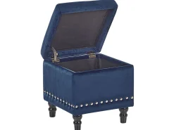 Pouf Samtstoff Mit Stauraum Dunkelblau Loretto