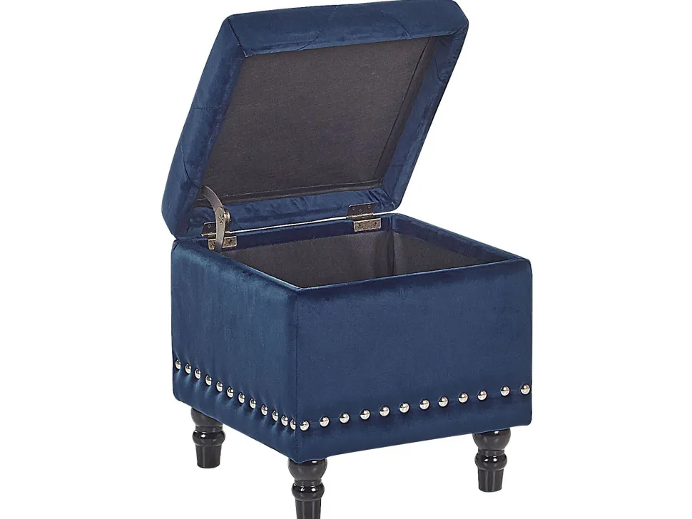 Pouf Samtstoff Mit Stauraum Dunkelblau Loretto