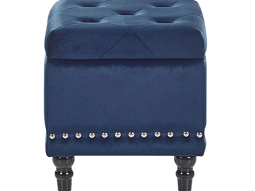 Pouf Samtstoff Mit Stauraum Dunkelblau Loretto
