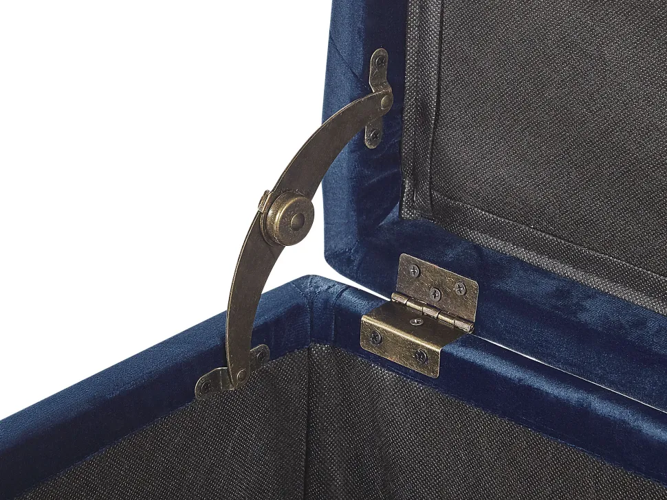 Pouf Samtstoff Mit Stauraum Dunkelblau Loretto
