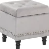 Pouf Samtstoff Mit Stauraum Hellgrau Loretto