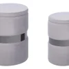 Pouf Samtstoff Mit Stauraum Hellgrau 2Er Set Doris