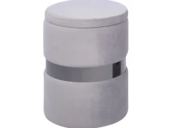 Pouf Samtstoff Mit Stauraum Hellgrau 2Er Set Doris