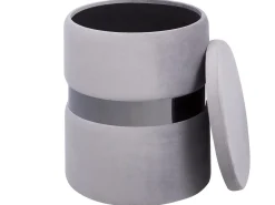 Pouf Samtstoff Mit Stauraum Hellgrau 2Er Set Doris