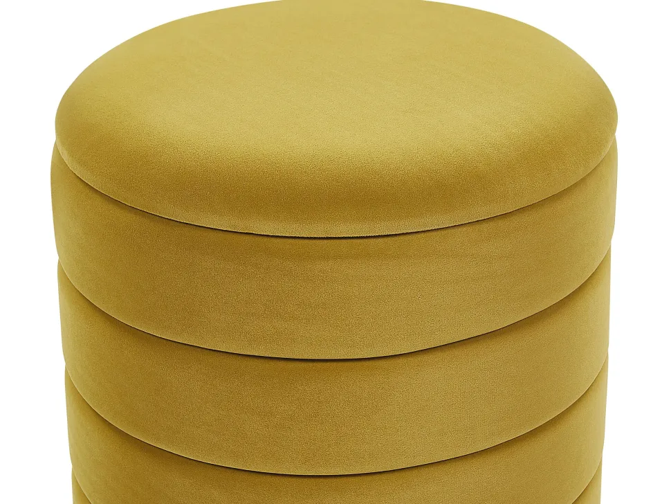 Pouf Samtstoff Mit Stauraum Senfgelb 2Er Set Garland