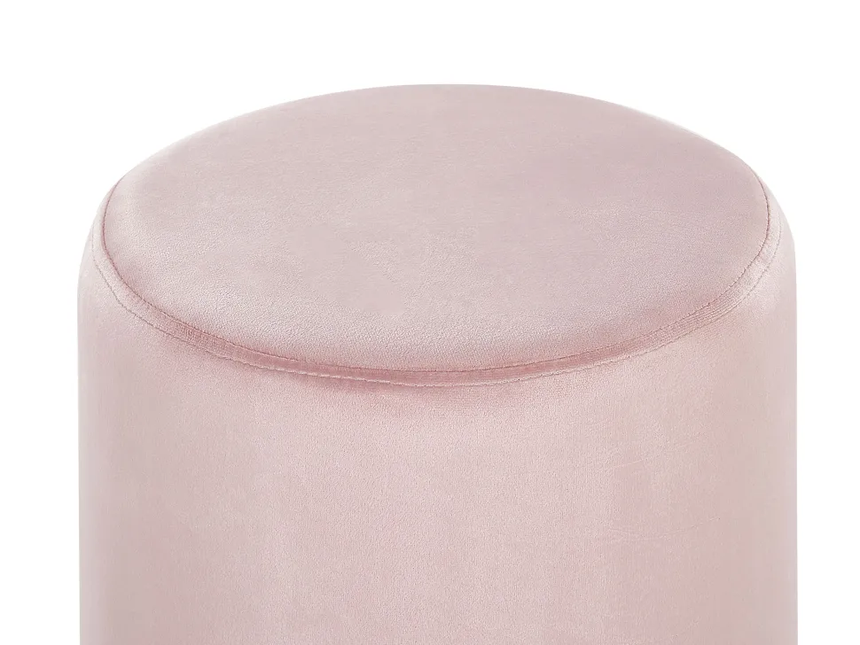 Pouf Samtstoff Rosa / Silber 36 Cm Rund Brigitte