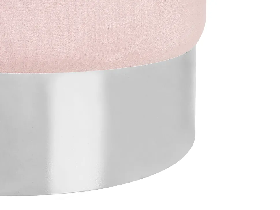 Pouf Samtstoff Rosa / Silber 36 Cm Rund Brigitte