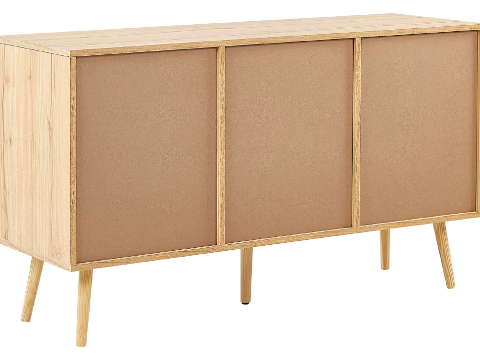 Rattan 3 Turen Sideboard Helles Holz Perote