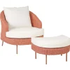 Rattansessel Mit Ottomane Pe Rosa Arcille