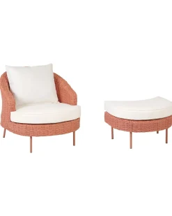 Rattansessel Mit Ottomane Pe Rosa Arcille