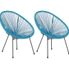 Rattanstuhl Kunststoff Blau 2Er Set O 70 Cm Acapulco Ii