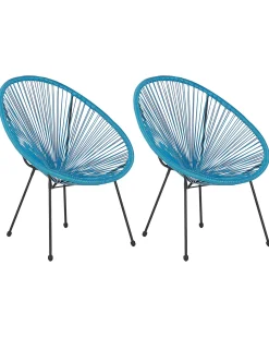Rattanstuhl Kunststoff Blau 2Er Set O 70 Cm Acapulco Ii