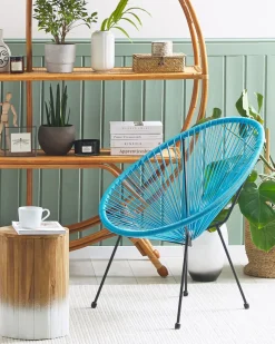 Rattanstuhl Kunststoff Blau 2Er Set O 70 Cm Acapulco Ii