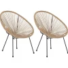 Rattanstuhl Kunststoff Naturlich 2Er Set O 70 Cm Acapulco Ii