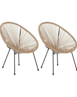 Rattanstuhl Kunststoff Naturlich 2Er Set O 70 Cm Acapulco Ii