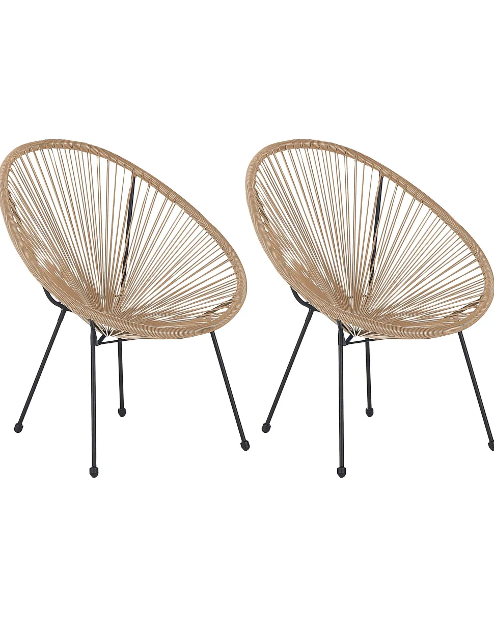 Rattanstuhl Kunststoff Naturlich 2Er Set O 70 Cm Acapulco Ii