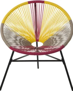 Rattanstuhl Kunststoff Rosa / Gelb / Beige O 76 Cm Acapulco